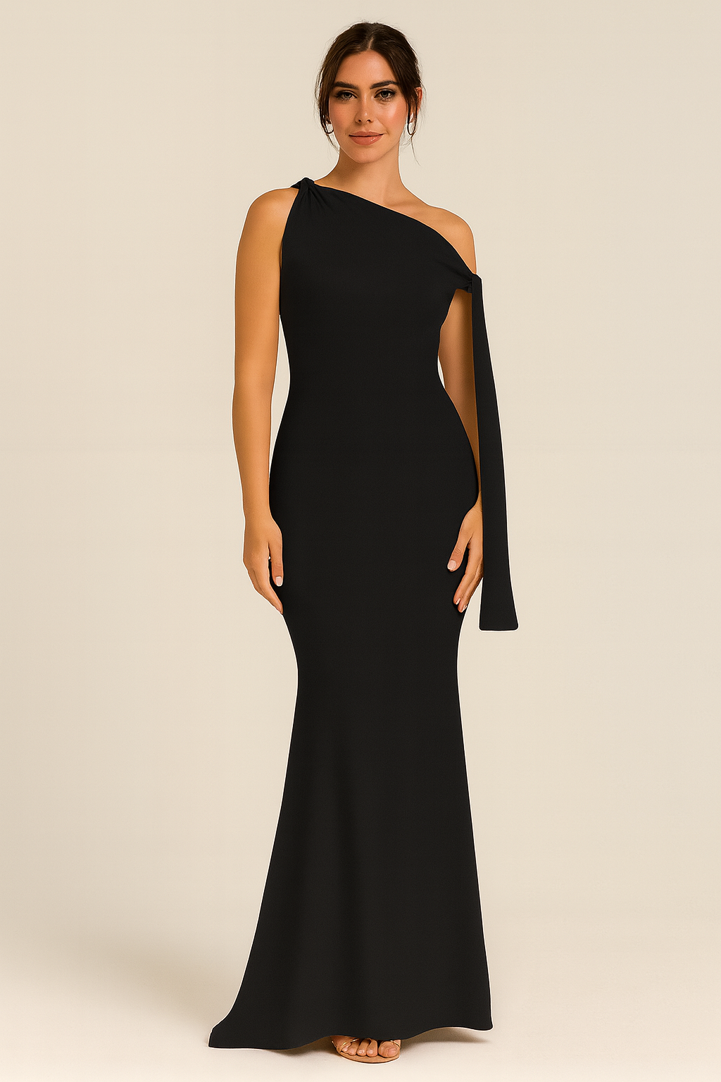 Elara - Tek Omuz Uzun Kuyruklu Abiye Elbise (Beyaz, Siyah, Kırmızı)