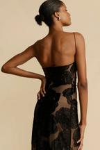 Noir Rose – Tek Omuz Transparan Detaylı Abiye Elbise