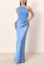 Ava Gown – Tek Omuz Saten Abiye Elbise (Kahve, Siyah, Haki, Mavi)