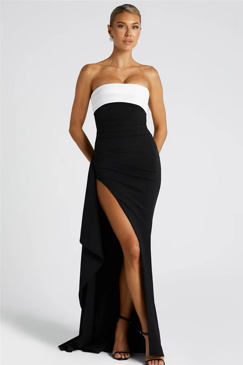 Aurelia Straplez - Asimetrik Kesim Uzun Abiye Elbise