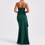 Valeria Straplez Yüksek Yırtmaçlı Drapeli Abiye Elbise