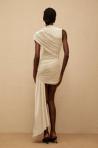 Medusa – Tek Omuz Drapeli Mini Abiye Elbise (Kahve, Beyaz, Bordo)