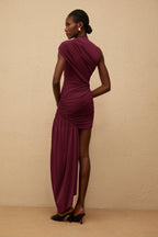 Medusa – Tek Omuz Drapeli Mini Abiye Elbise (Kahve, Beyaz, Bordo)