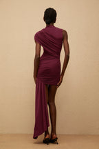 Medusa – Tek Omuz Drapeli Mini Abiye Elbise (Kahve, Beyaz, Bordo)